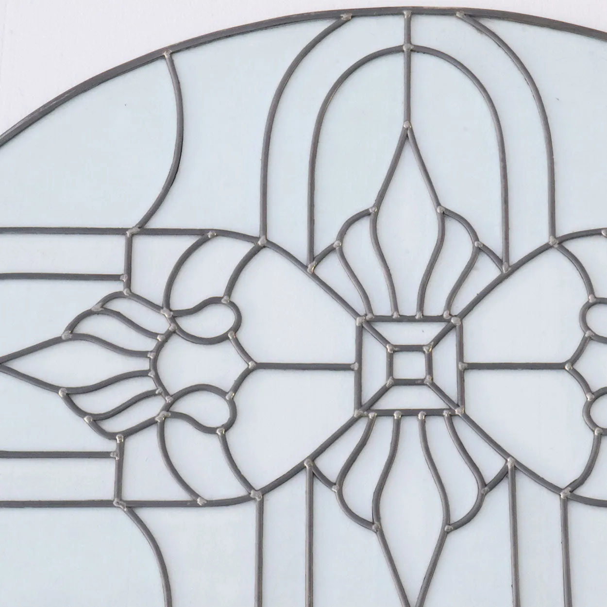 Vintage American Leaded and Beveled Clear Glass Arched Window Transom