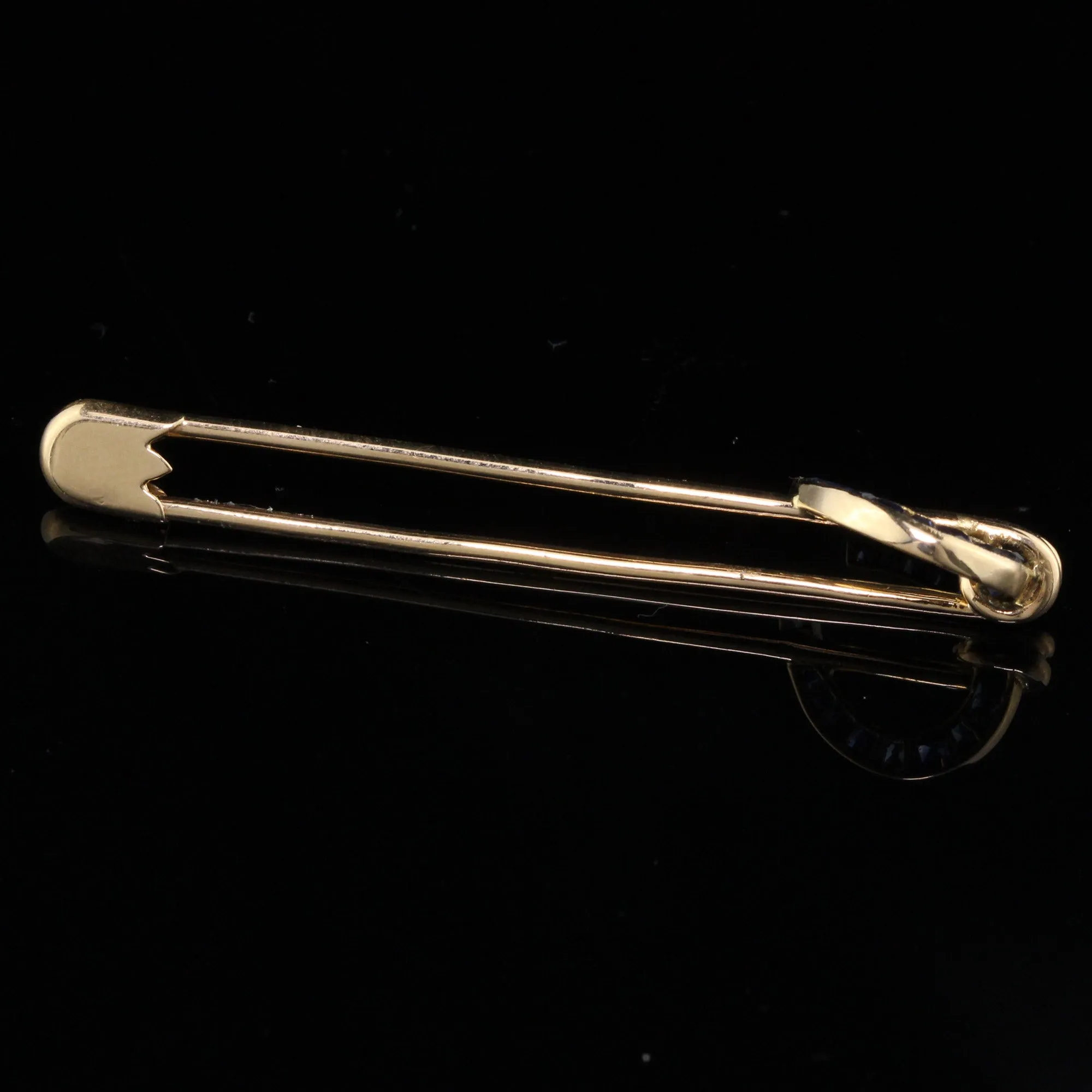Vintage Estate 18K Yellow Gold & Sapphire Horseshoe Pin