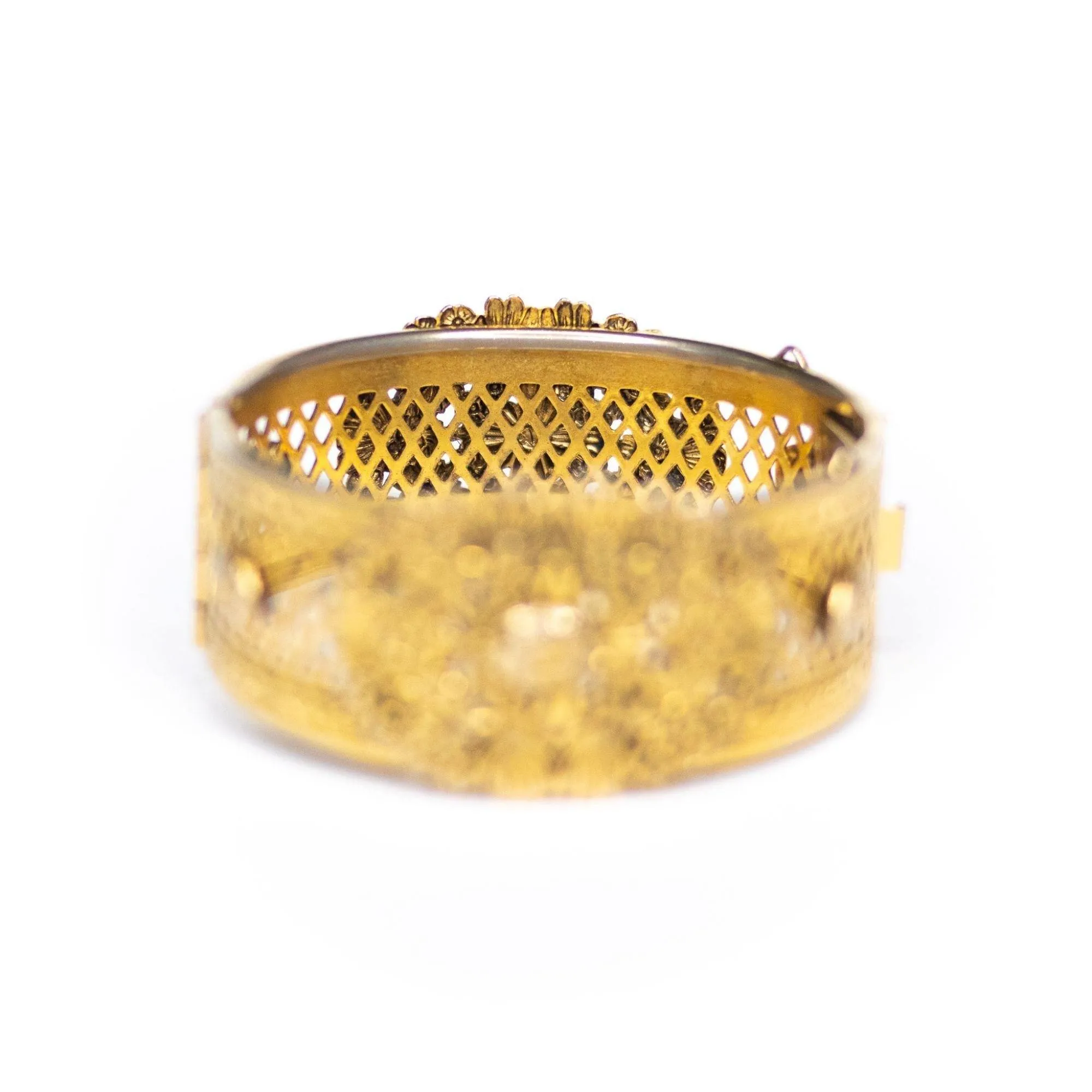 Vintage Freirich Victorian Revival Floral Bangle Bracelet