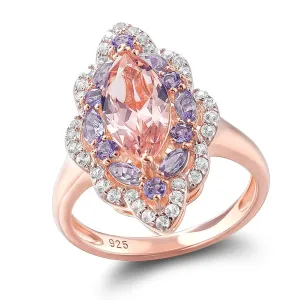 Vintage Marquise-cut Morganite Halo Engagement Ring