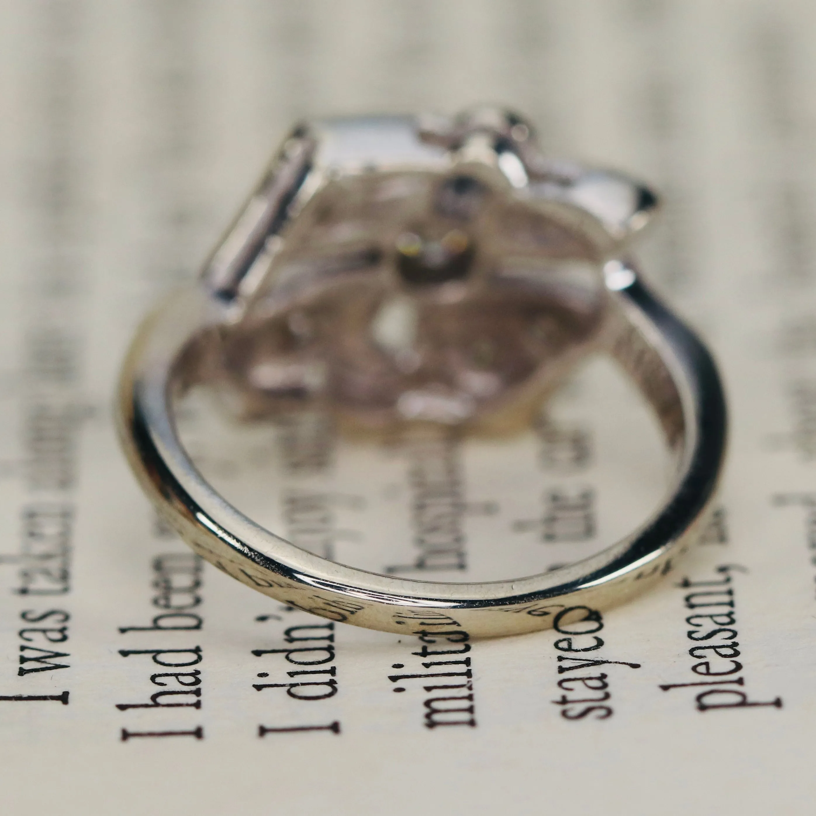 Vintage old cut diamond ring in 14k white gold