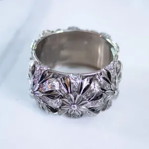 Vintage Unsigned Whiting and Davis Victoria Revival Ornate Wide Bangle Bracelet