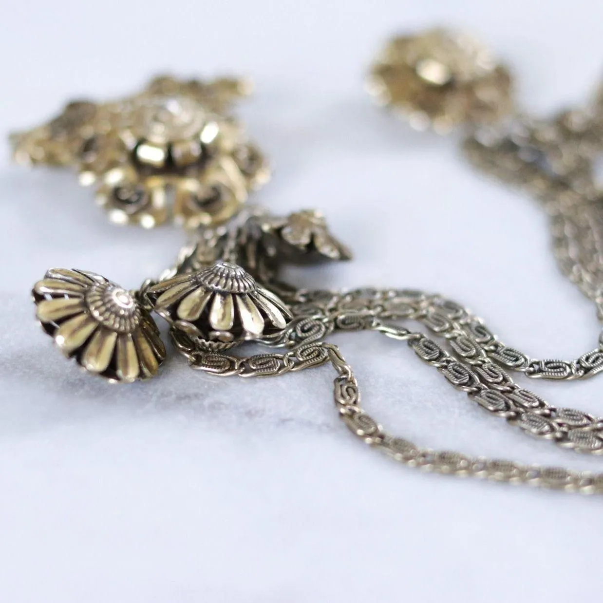 Vintage Victorian Chatelaine Brooch with Dangling Charms
