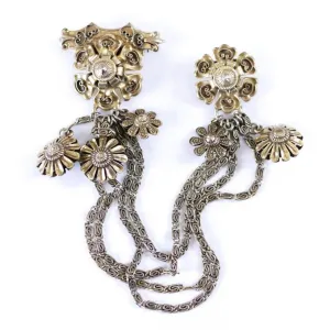 Vintage Victorian Chatelaine Brooch with Dangling Charms