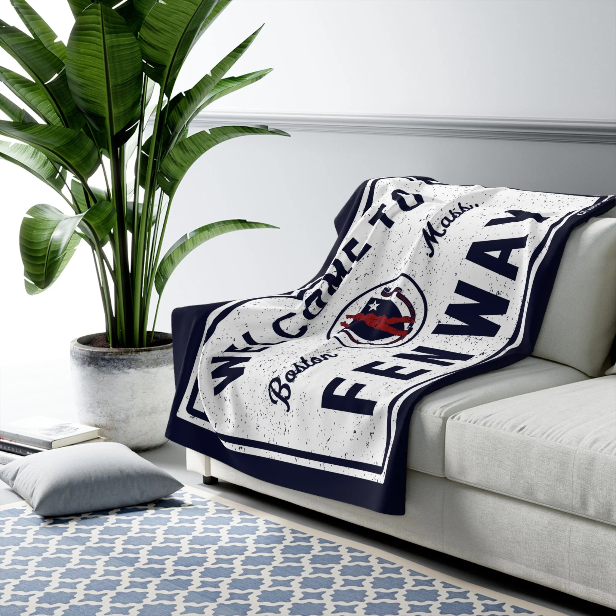 Welcome To Fenway Sign Sherpa Fleece Blanket