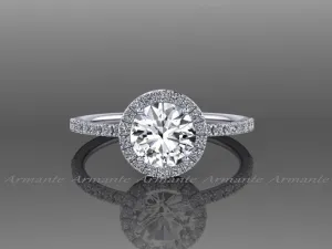 White Gold Halo White Sapphire Engagement Ring