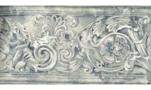 White Stone Blue Leaf Swirl SF78329B Wallpaper Border