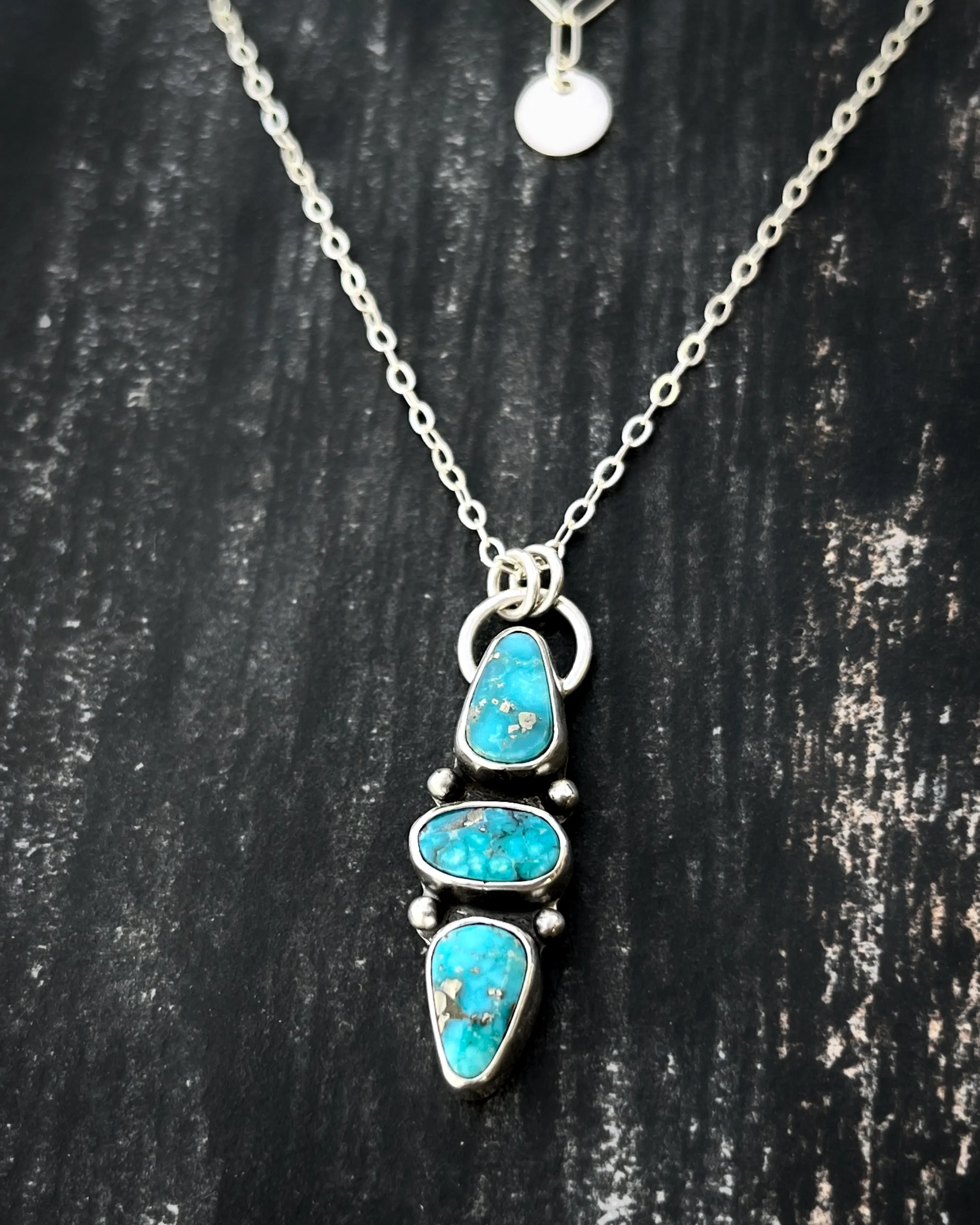 Whitewater turquoise layered necklace set in silver