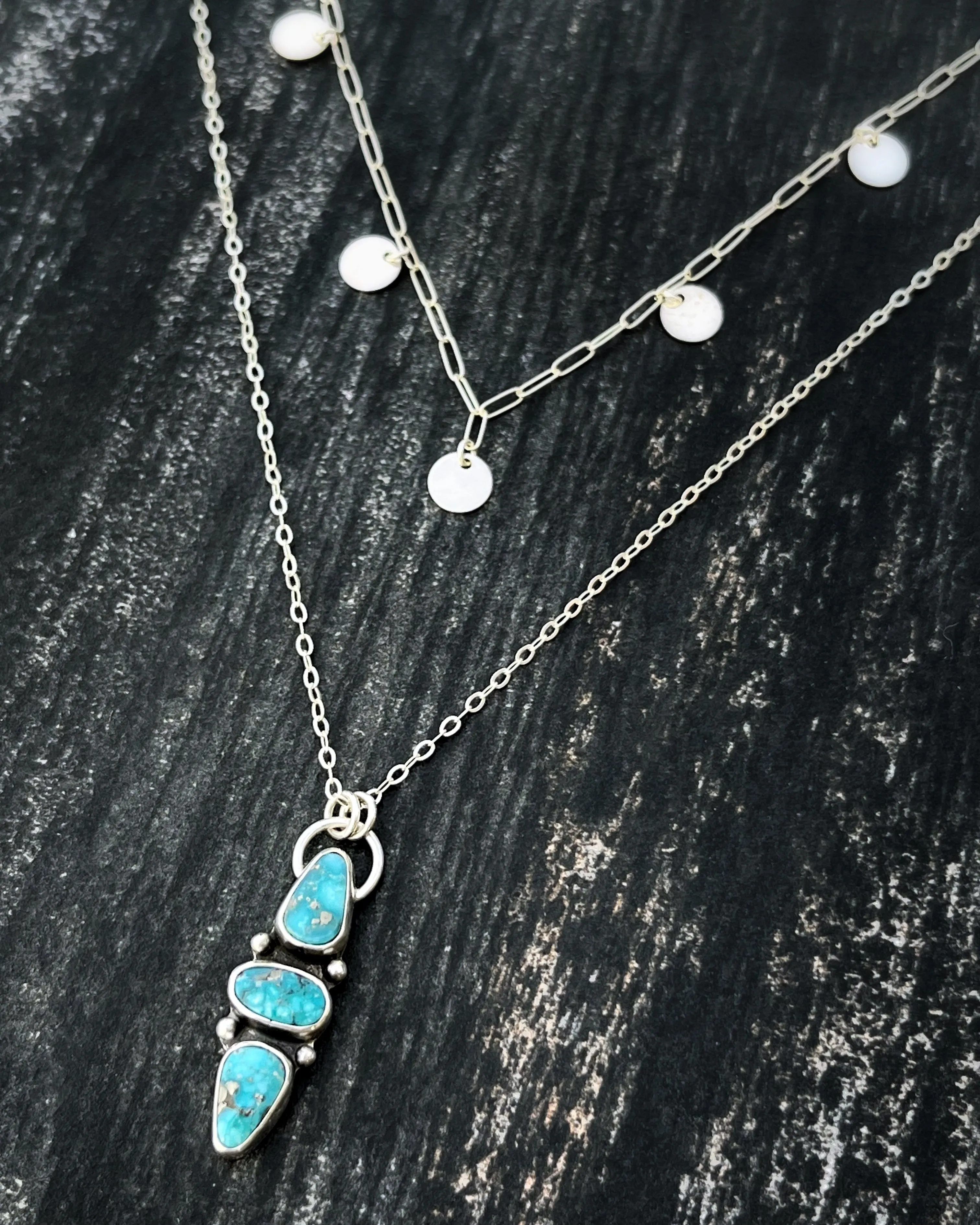 Whitewater turquoise layered necklace set in silver