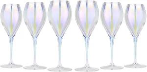 Wine Glass Tulip Shaped Glasses Goblets ' Lilac' 6-pc Hand Blow