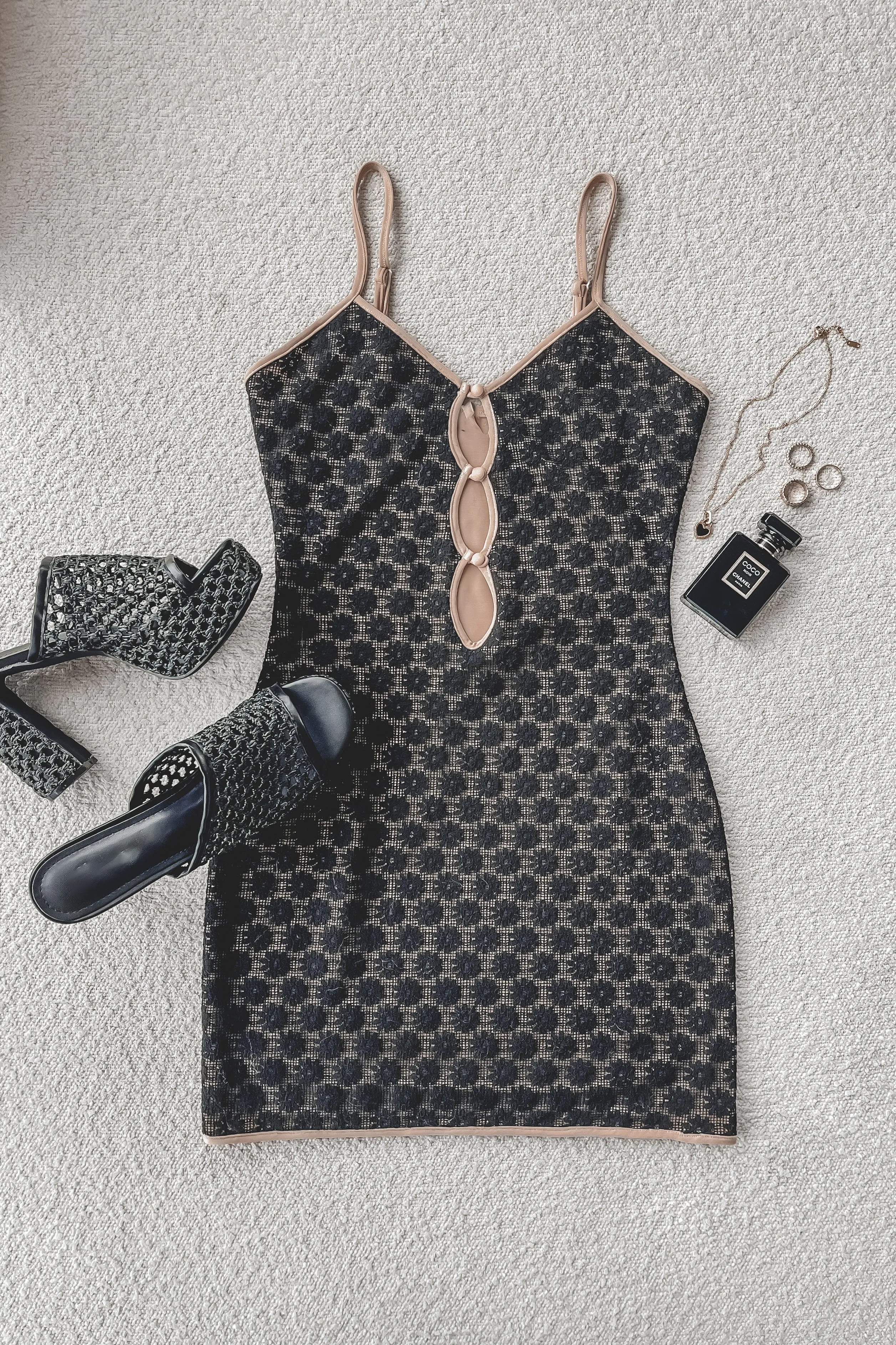 Wishing For Florals Black Lace Mini Dress