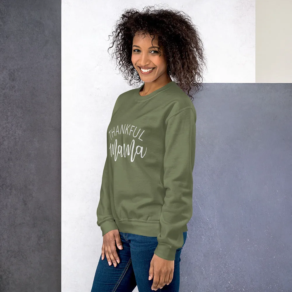 Womens Crew neck Graphic Sweatshirt-Thankful; Mama