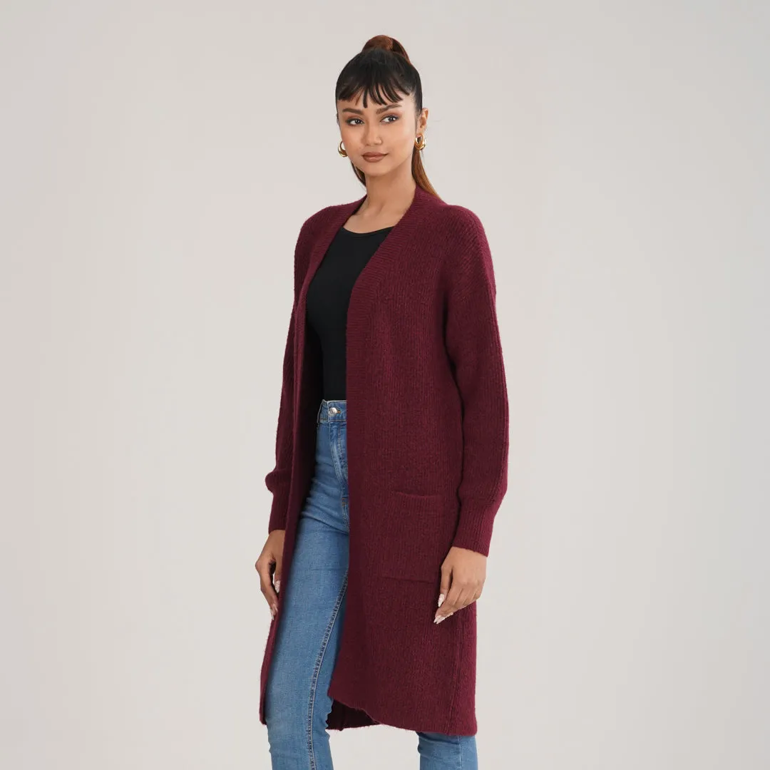 Womens Maroon Sweater Shrug