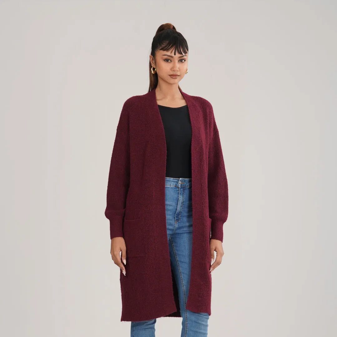 Womens Maroon Sweater Shrug