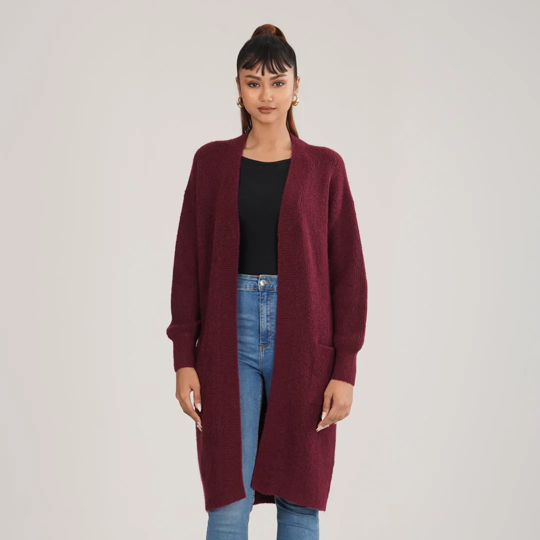 Womens Maroon Sweater Shrug
