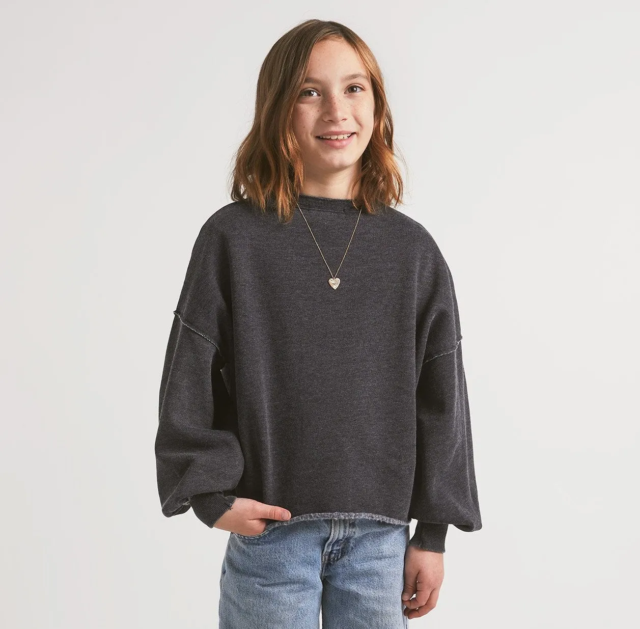 Z Supply Girls Mayori Black Fleece Pullover