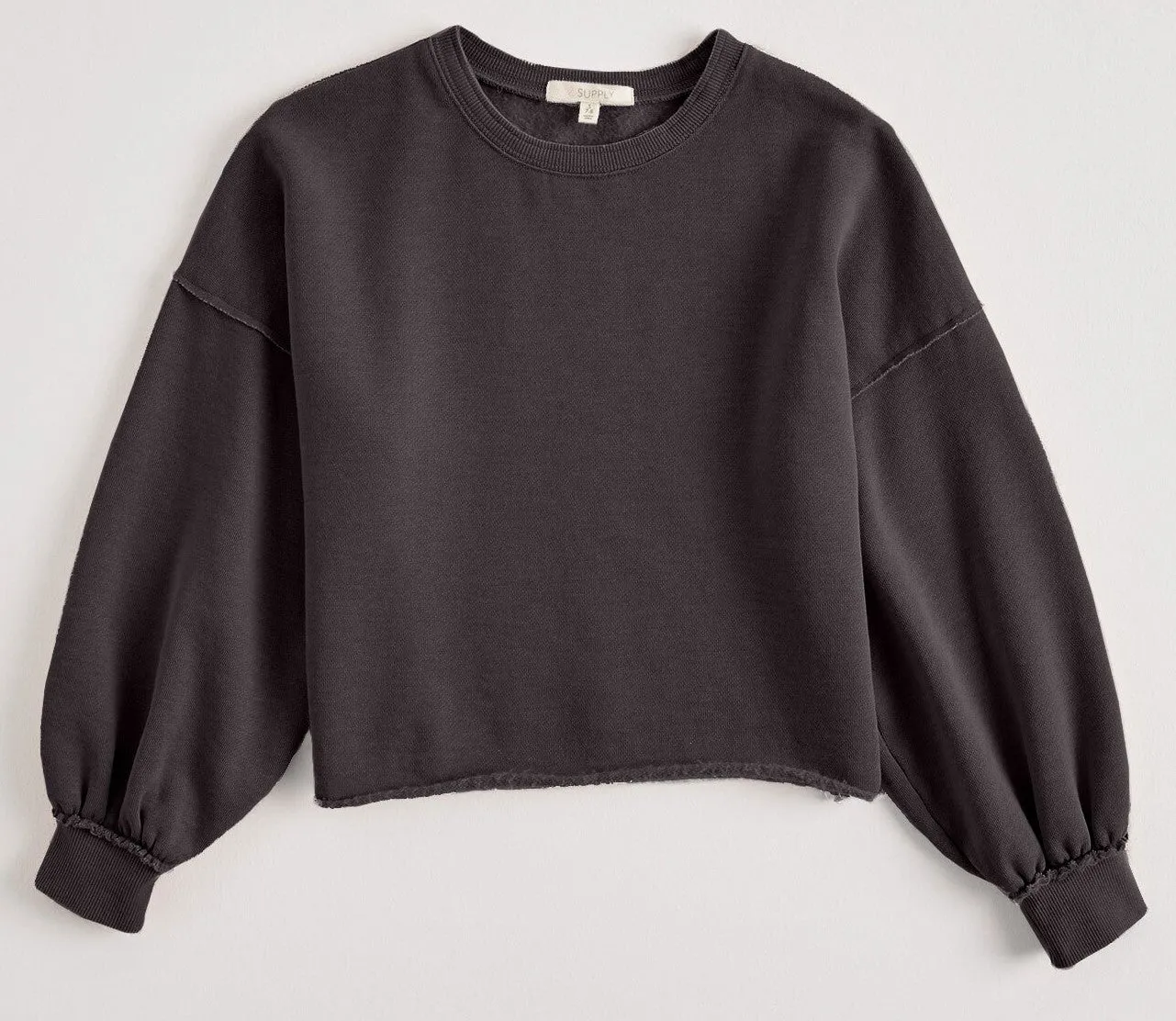 Z Supply Girls Mayori Black Fleece Pullover