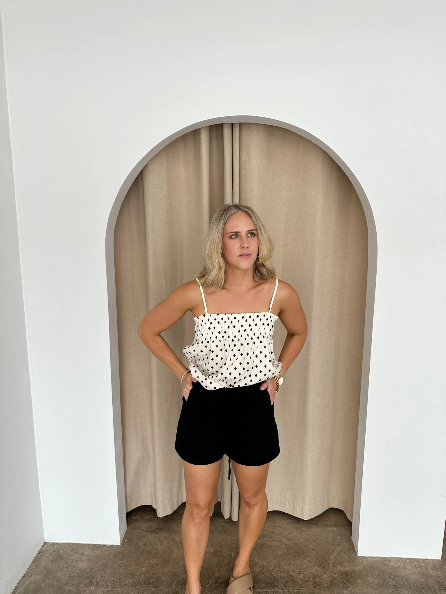Zoe Cami Top- Black/cream