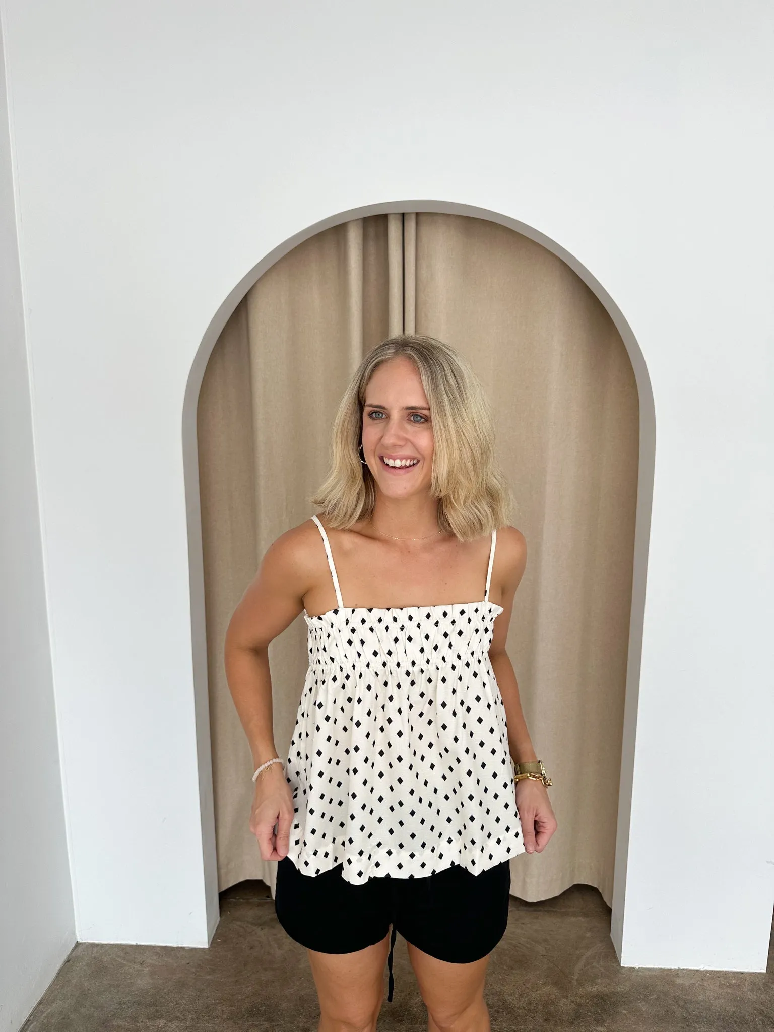 Zoe Cami Top- Black/cream